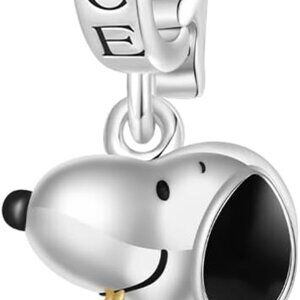 Peanuts Snoopy Sterling Silver Dangle Charm Bracelet for Women Valentine